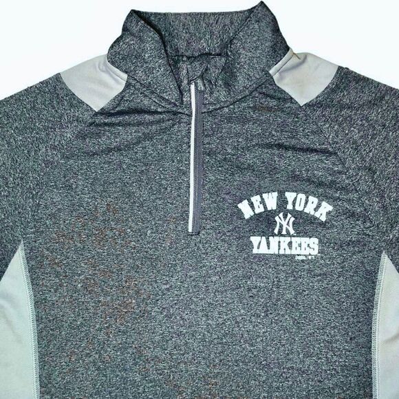 Stitches New York Yankees Quarter Zip Pullover in Blue Heather/Grey Women’s S - Picture 2 of 9